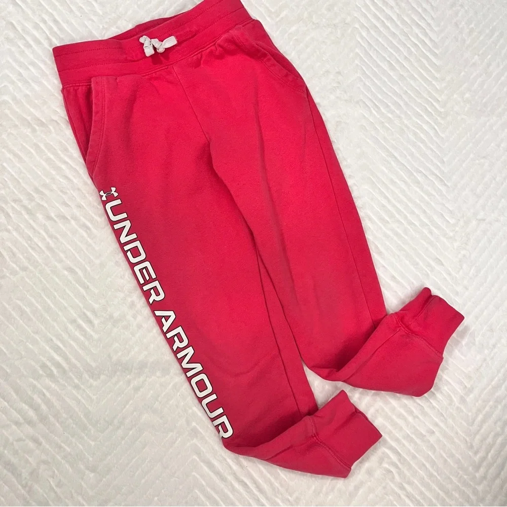 Under Armour Kids Girls Pink‎ Jogger Sweatpants size youth small joggers